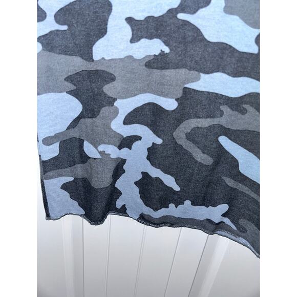 Gigi Moda Apuma Camo V-Neck Top Gray Charcoal Metallic Hem Viscose Made in Italy - Picture 7 of 9